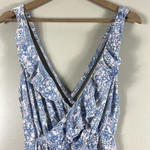 Free People Blue Boho Delfonic Flirty Floral Paisley Romper - Picture 5 of 7